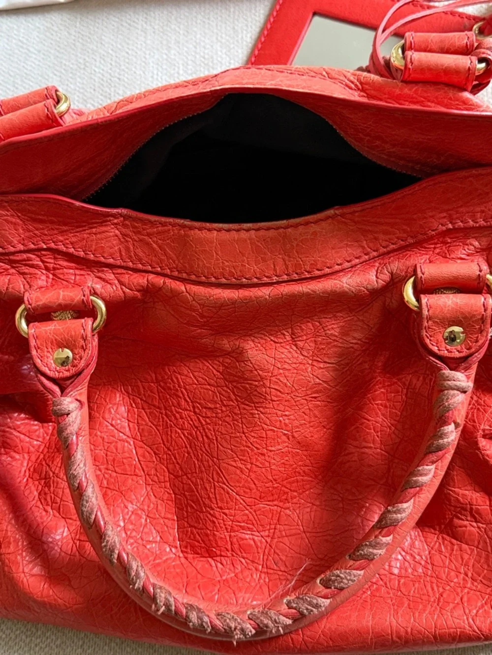 Balenciaga Rose Corail Lambskin Leather Giant 12 Gold Motorcycle City Bag - Picture 12 of 17